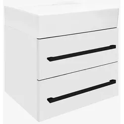 SAT Cube Way Waschtisch mit Unterschrank und schwarzem Griff 60x53x46 cm weiß glänzend CUBE46C602BISATCWL