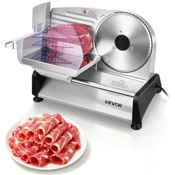 VEVOR Allesschneider Fleischschneider 200 W elektrische Aufschnittmaschine mit 19 cm Klinge, Fleischschneidemaschine mit 0–15 mm einstellbarer Dicke, für gefrorenes Fleisch Schinken Prime Steak