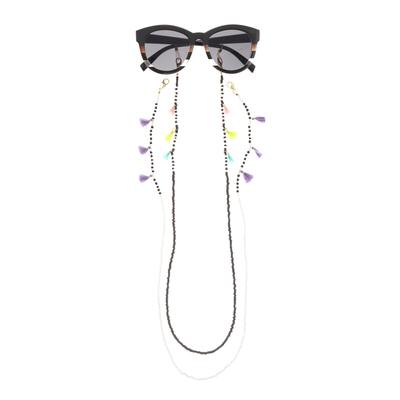 Brillenkette LASCANA "Brillenband mit kleinen Tasseln im 2er Set", Damen, schwarz (schwarz weiß), Tragebänder, Perfekt zu Brille oder Sonnenbrille oder als Maskenkette