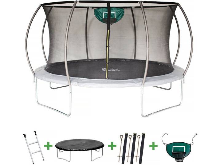 Trampoline avec filet intérieur jumper - Ø 4,25 m - Gris