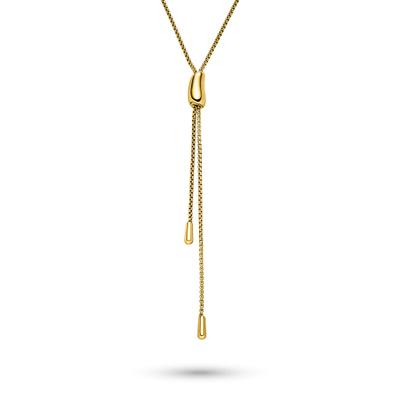 Y-Kette S.OLIVER "Schmuck Geschenk Edelstahl Halskette The Bean", gold (gelbgoldfarben), Halsketten, Damen, Edelstahl, L: 80 B: 1,8mm, B:1,8mm
