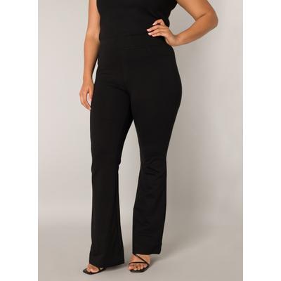 Treggings BASE LEVEL CURVY "Allie", Damen, Gr. 52, N-Gr, schwarz, Web, Obermaterial: 63% Viskose, 32% Polyamid, 5% Elasthan, unifarben, figurbetont lang, Hosen Treggings, Aktuelle Boocut-Form