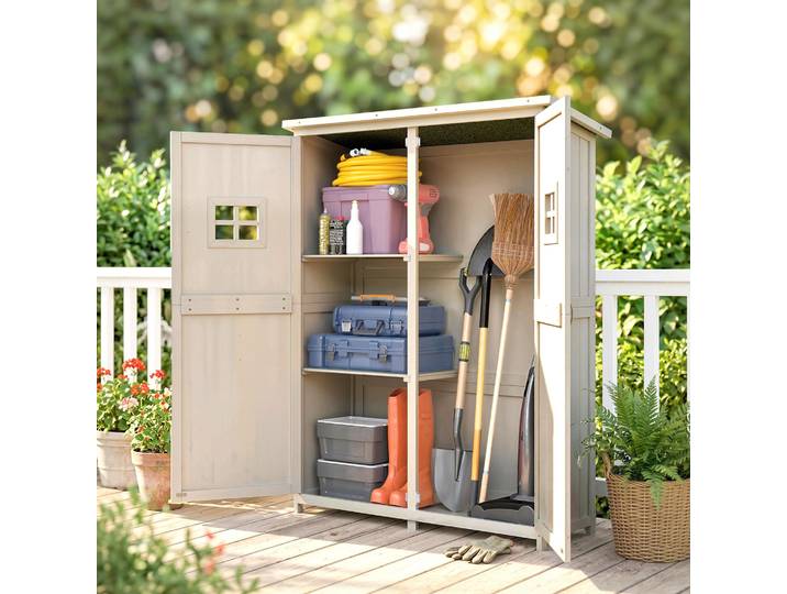 Outsunny Abri Jardin Bois Sapin Gris 128x50x164cm