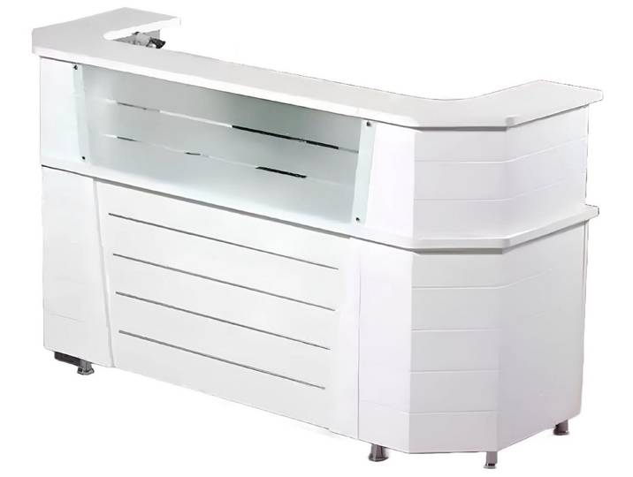 Xlmoebel Empfangstheke Weiße Empfangstheke mit Stauraum und elegantem Design (Empfangstheke, 1-St., Rezeption), Hergestellt in Europa