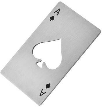 Inspire Daily Merch Premium Stainless Steel Wallet Bottle Opener With Poker Design silver