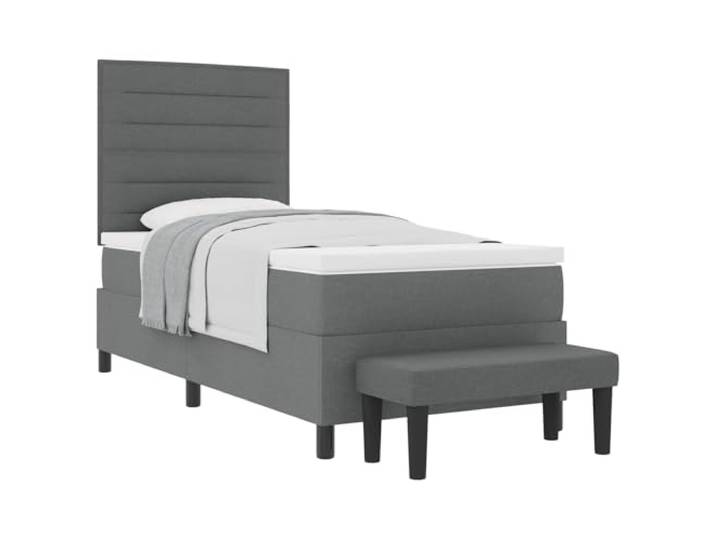 PUGYNBK Boxspringbett, dunkelgrau, 100 x 200 cm, Stoff Verstellbares Kopfteil, Lattenrost inklusive, Holzstruktur, atmungsaktiv