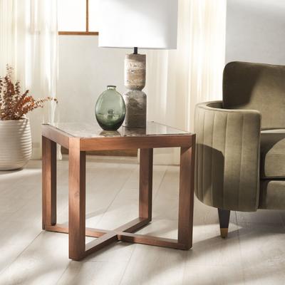 "SAFAVIEH Couture Bernardi 22-Inch Marble Side Table, Transitional - 22"" W x 22"" D x 20"" H"