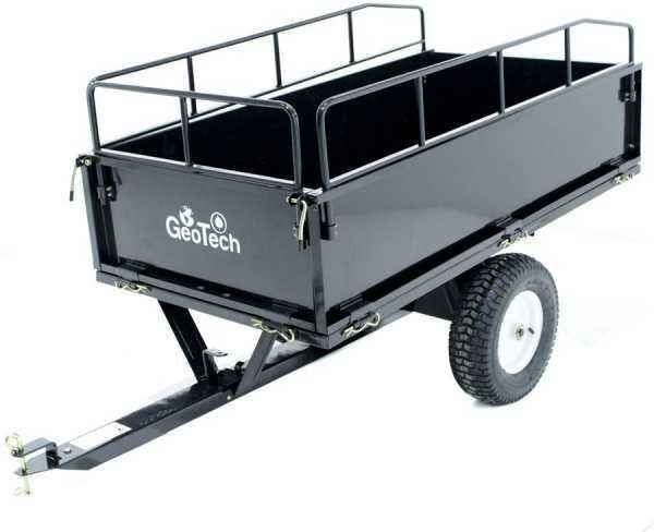 GeoTech MAXI - Carrello ribaltabile trainato in acciaio per trattorino tagliaerba - 145x71(h 32 cm)