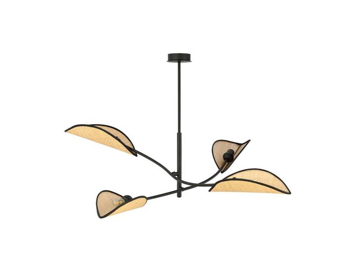 Deckenleuchte Lotus, Schwarz, Hellbraun, Metall, 105x59x105 cm, RoHS, CE, Lampen & Leuchten, Innenbeleuchtung, Deckenleuchten, Deckenleuchten