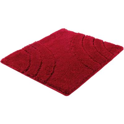 Badematte KLEINE WOLKE "»Saturn«, Badvorleger, Badezimmer Teppich", rot (granat), H:25mm, Polyacryl, Badematten, Badematte, Badteppich, Uni Farben, modernes Design, Hoch-Tief Effekt