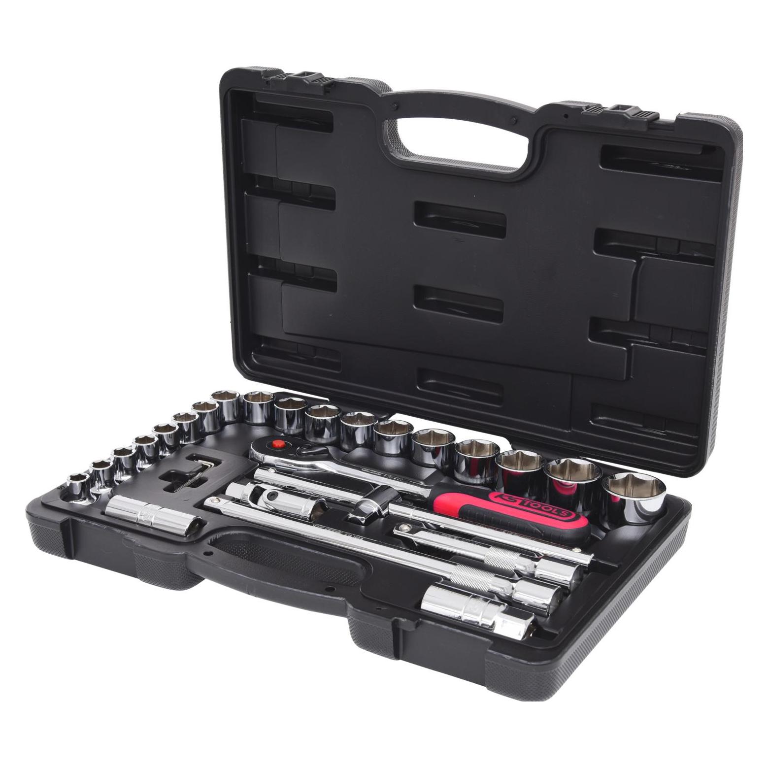 KS Tools 1/2" CHROMEplus Steckschlüssel-Satz, 28 Teile, Flank Traction (918.0728)