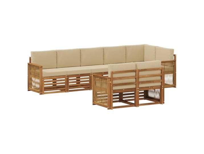 HFMDRMU Modulares Sofa Akazienholz Set für Garten und Terrasse mit lackierter Oberfläche, modernes Design aus massivem Akazienholz, wetterbeständig und pflegeleicht