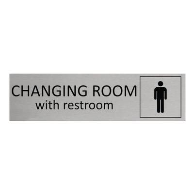 CombiCraft Aluminium Türschild Men's Changing Room With Restroom 165x45mm mit 3M-Tape zur Befestigung, einfache Kennzeichnung von Räumen und Bereichen