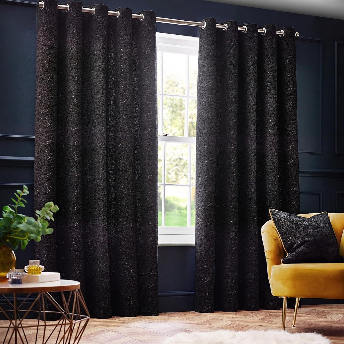 Luxe Chenille Verduisterende Gordijnen met Oogjes - Jacquard Geweven Opaque Stof