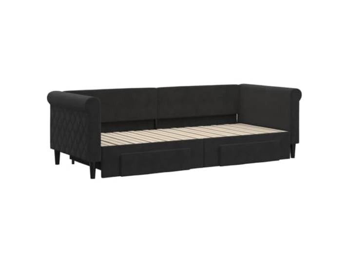 KTHLBRH Ausziehbares Schlafsofa mit Schubladen, Schwarz, 80 x 200 cm, aus 2 Schubkästen, Gestell aus Holz und Metall, modernes Design, 229 x 172,5 cm ausgefahren