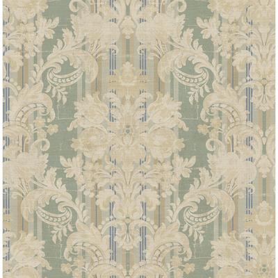 Seabrook Designs Enora Striped Damask Unpasted Wallpaper