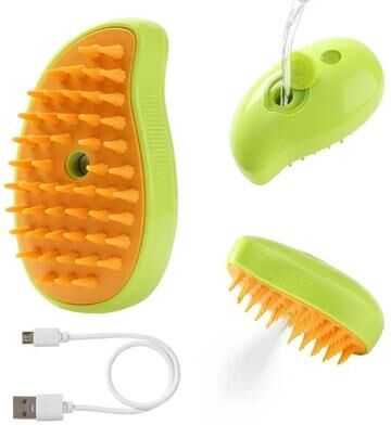 Uplift Essentials 3 in 1 Electric Steamy Cat Brush Mist Spray, Grooming & Massage Tool green