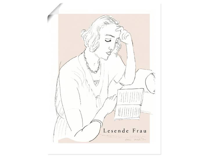 Wandbild ARTLAND Lesende Frau , beige (farbe bild(er): weiß), B:90cm H:120cm, Papier, Bilder, Wandbild, als Alubild, Leinwandbild, Poster, Wandaufkleber in verschied. Grössen
