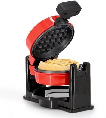MegaChef 5 Inch Nonstick Round Electric Classic Belgian Waffle Maker in Red