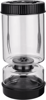 Inspire Curations Glass Olive & Pickle Strainer Jar Airtight Hourglass Flip Storage Container black