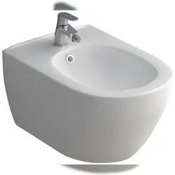 Alpenberger Hänge-Bidet mit HG Focus Einhebel-Bidetmischer und Ablaufgarnitur | Toilette Komplett-Set Dusch WC mit Überlaufschutz | Keramik Wand-Bidet