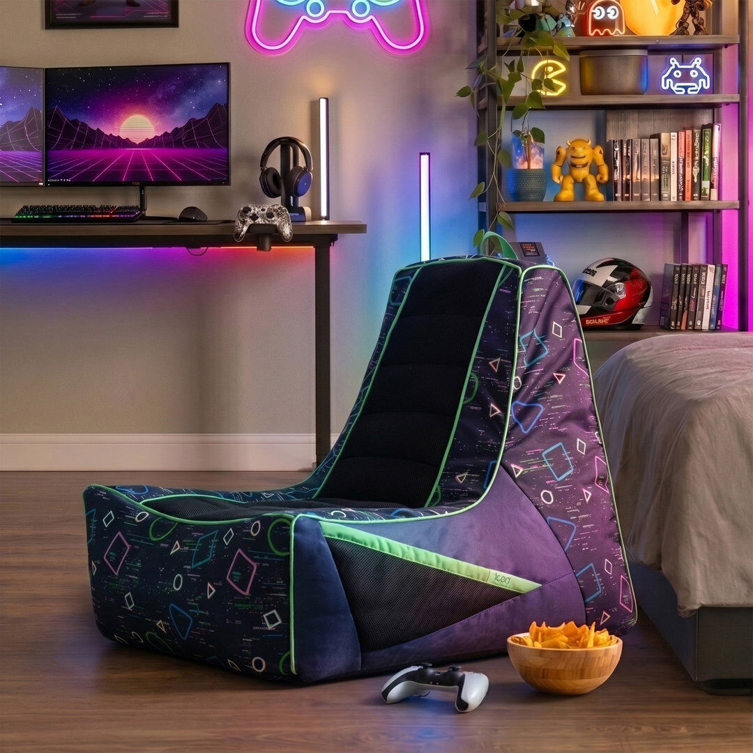 icon Meta Gaming Childrens Bean Bag Recliner Navy Medium