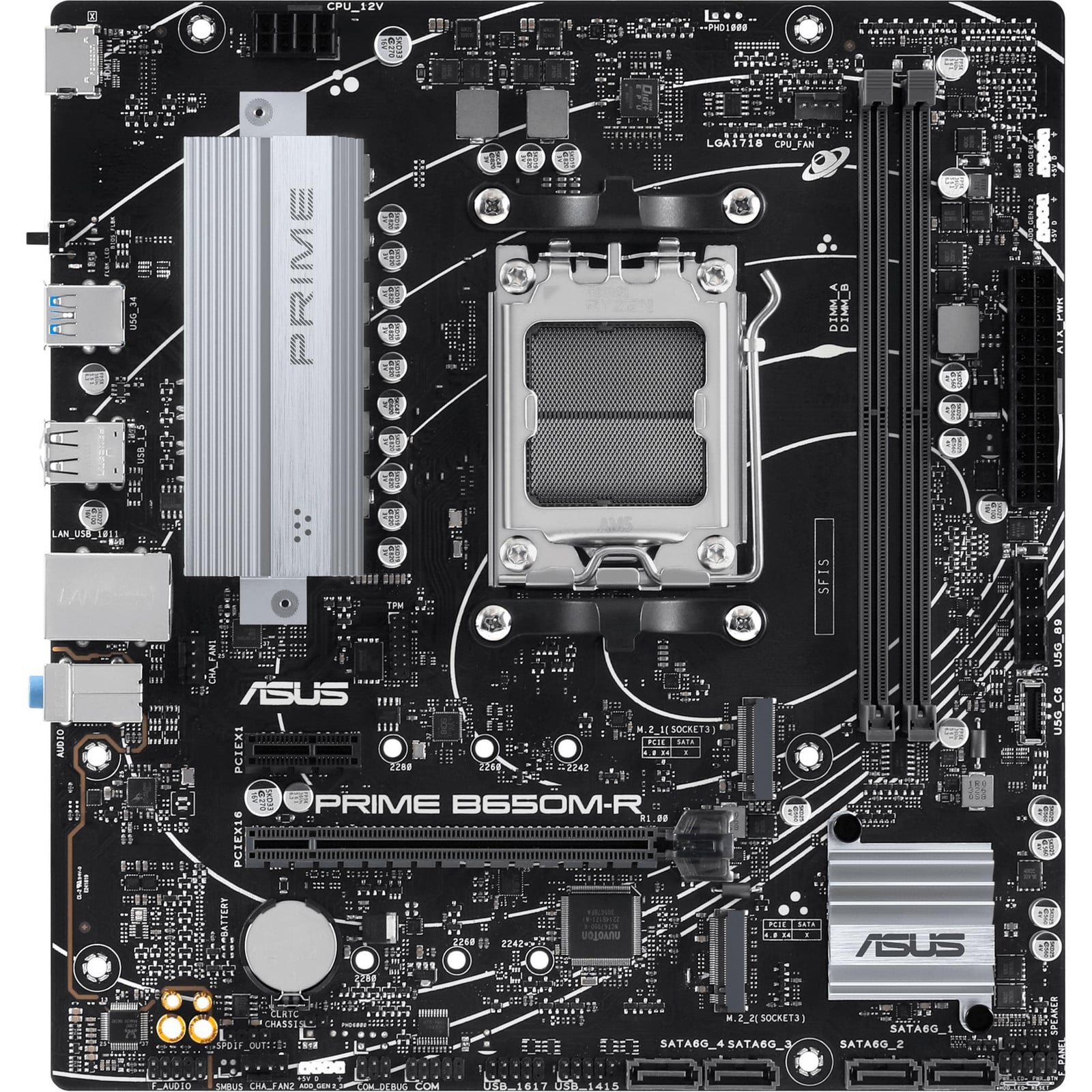 Asus PRIME B650M-R moederbord AM5 B650 USB 5Gbps AURA