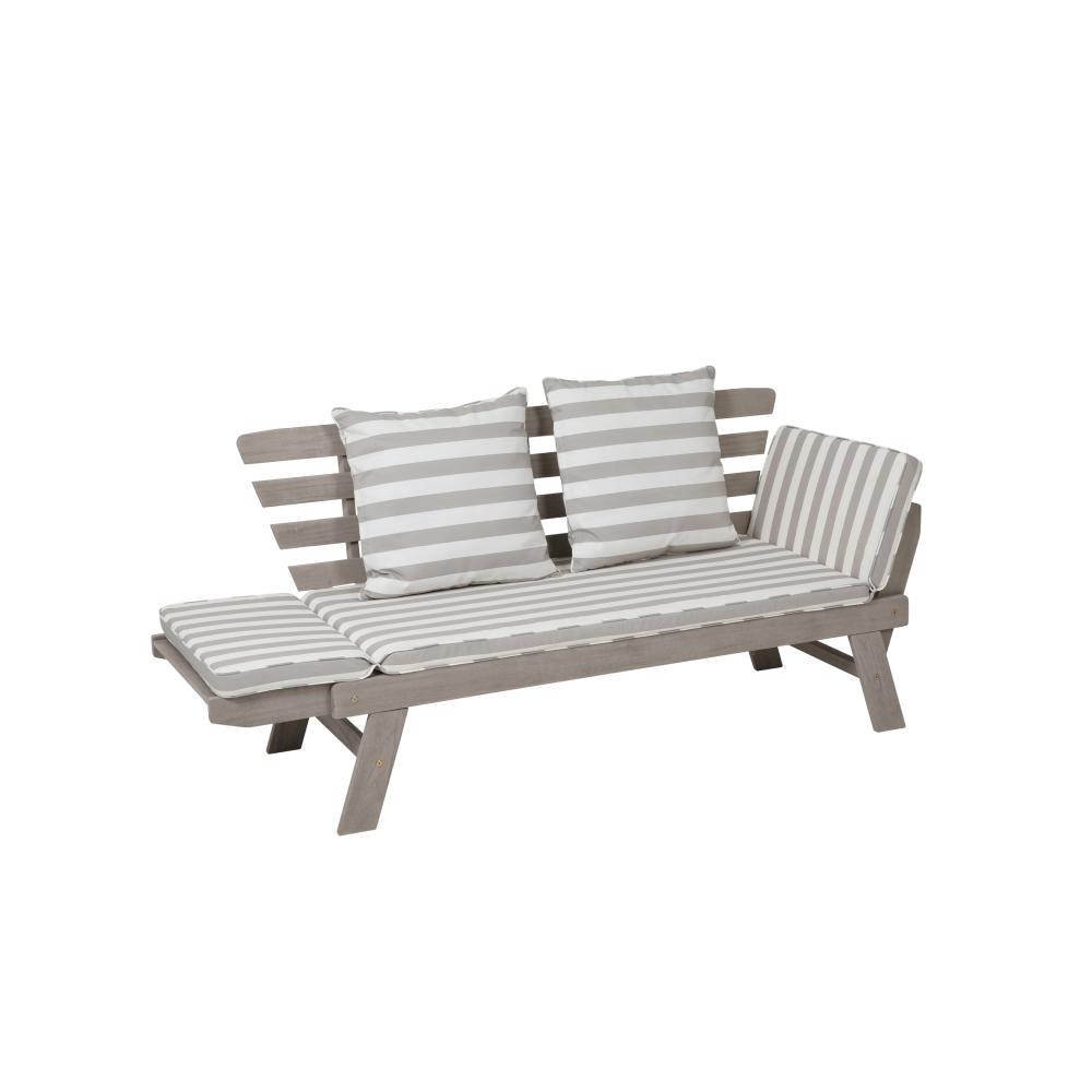 greemotion Gartenliege Holz klappbar inklusive Auflagen Hawaii 2in1 Gartenbank & Sonnenliege [198x78x68 cm]