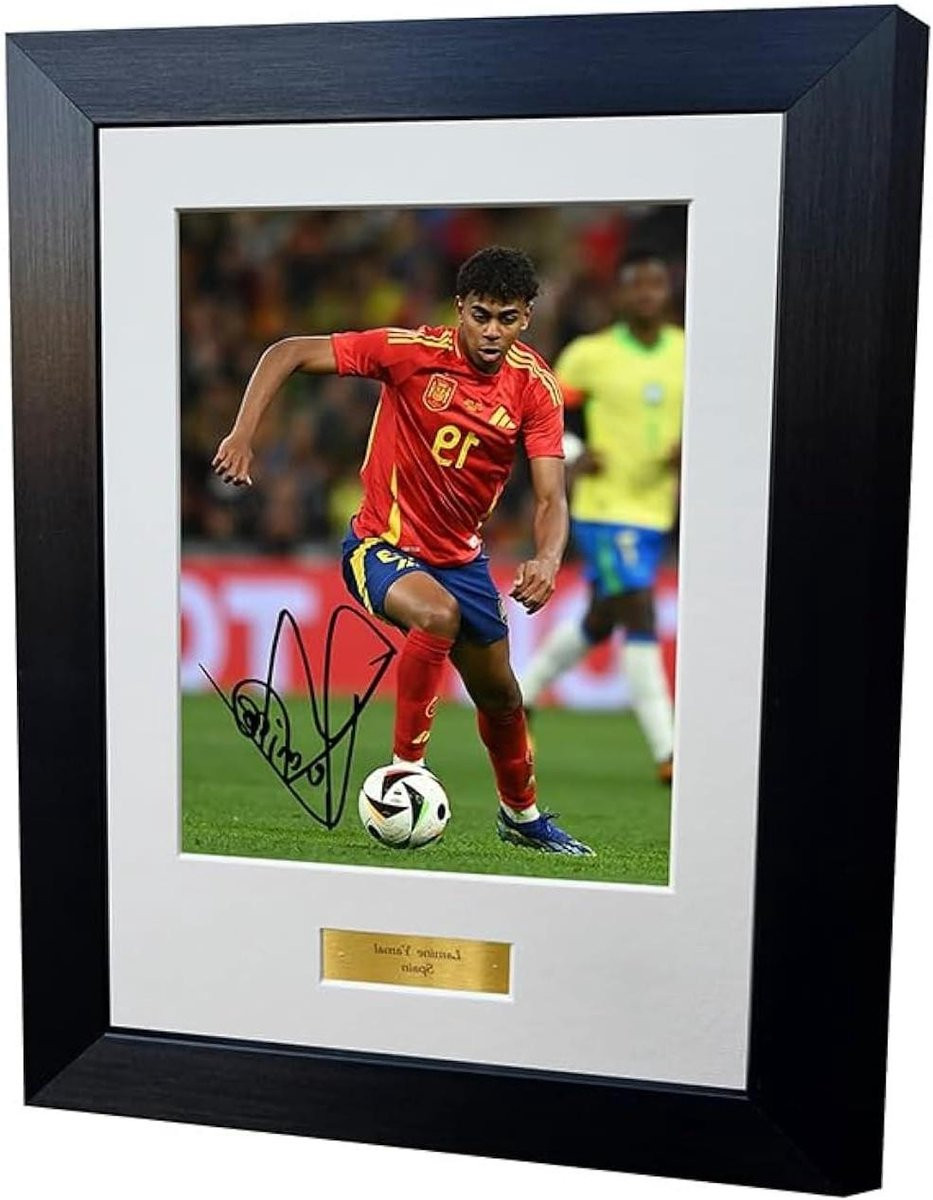 Gesigneerde Voetbal Poster Wanddecoratie met Digitale Handtekening Reprint - A4 - Zwart