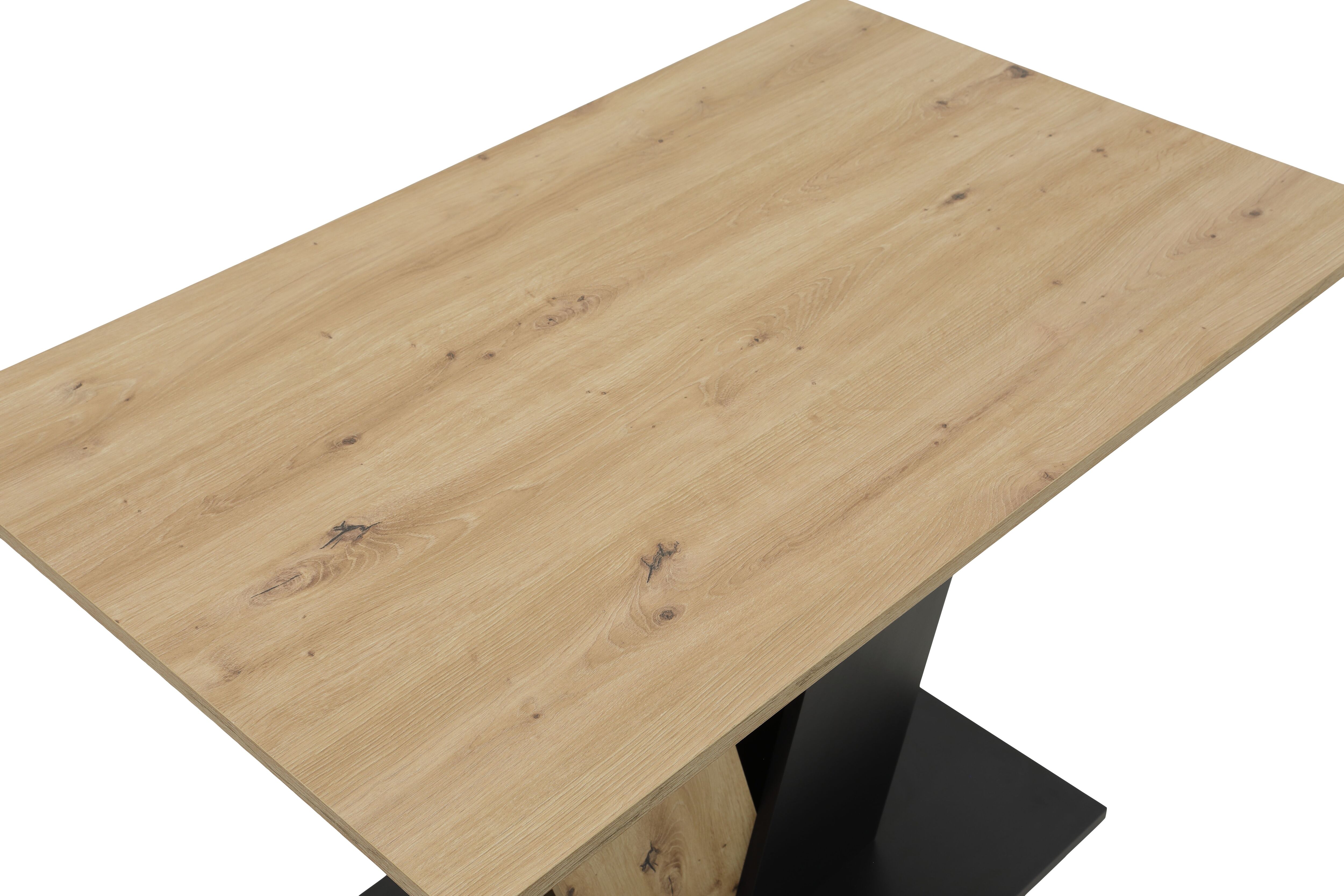 Esstisch HELA "JUDITH mit ABS-Kante", schwarz (artisan, schwarz, artisan, schwarz, artisan), B:110cm H:76cm T:70cm, Tische, Esstisch, Melamin, Säulentisch, V-Form, Bodenplatte farblich abgesetzt artisan, schwarz, artisan, schwarz, artisan B/H/T: 110cm x 7