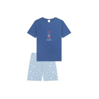 Schlafanzug SCHIESSER "Pyjama", Mädchen, Gr. 116, bunt (blau), Obermaterial: 100% Baumwolle CO., Homewear-Sets Schlafanzug