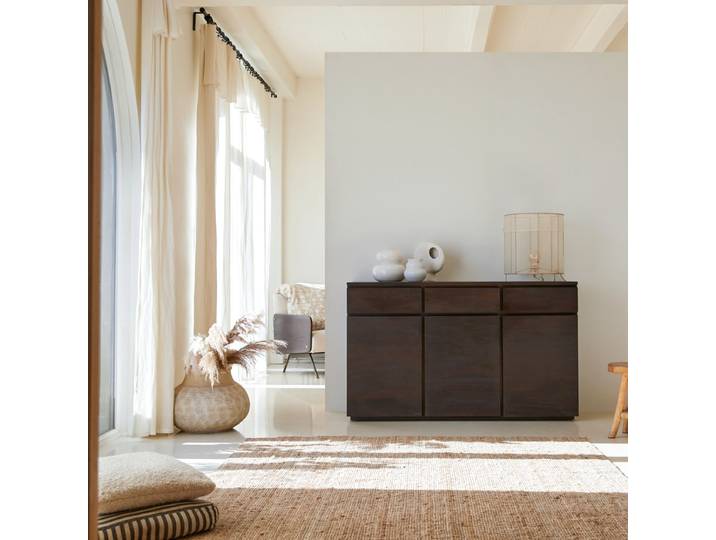 Buffet aus massivem Mahagoniholz 150 cm Eva - Braun - Mahogany