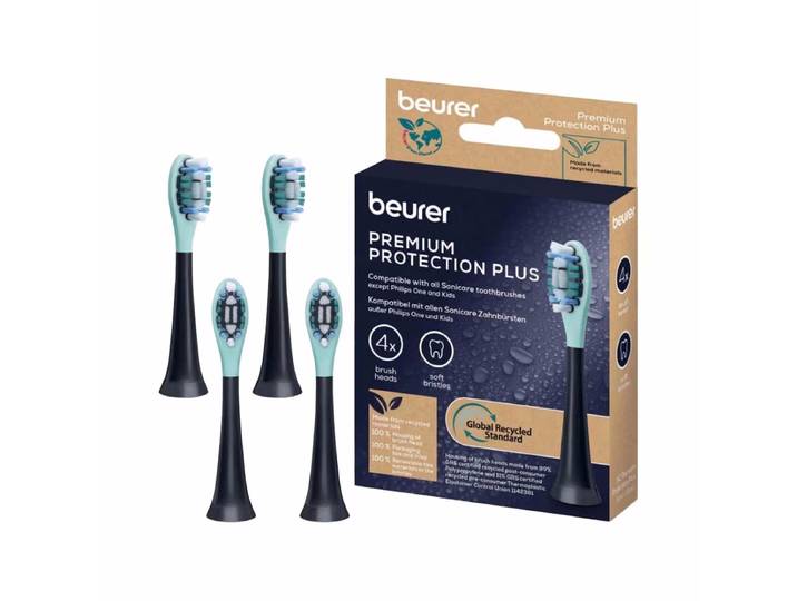Beurer Premium Protection Plus 4 Stück Bürstenkopf – Ersatzbürste/Zahnpflege Zubehör – schwarz