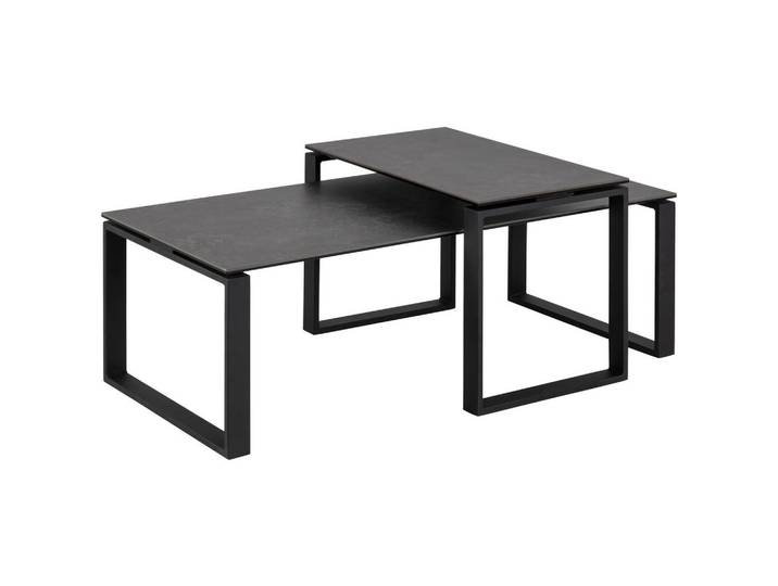 Mid.you Couchtischset, Schwarz, Metall, Glas, 2-teilig, rechteckig, 37.5x55x115 cm, Reach, Wohnzimmer, Wohnzimmertische, Satztische