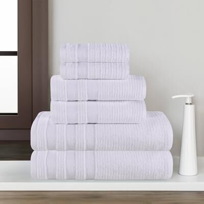 Superior Brea Zero Twist Cotton Ribbed Modern 6 Piece Bathroom Towel Set