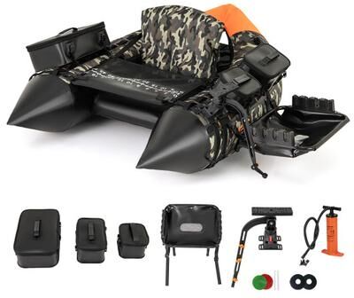 Costway Portable Fishing Boat with 3 Detachable Storage Boxes-Camouflage