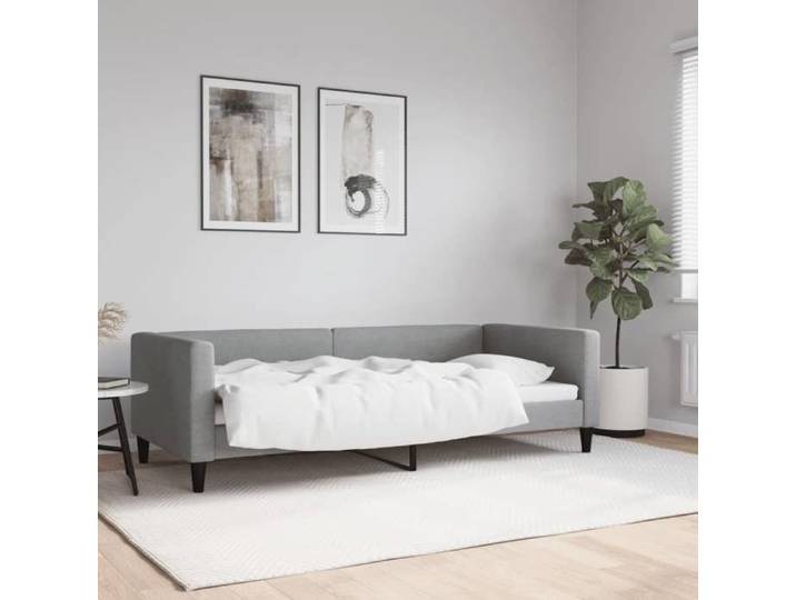 SALE 2025 Lit rembourré/Lit de repos - Lit 1 personne - gris clair - 90x200 cm tissu 26.95 Kg 9942