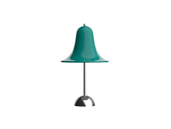 Pantop Akku-Tischleuchte dunkles türkis- Verpan - Wohnzimmer - Design - Metall - Mit Schirm