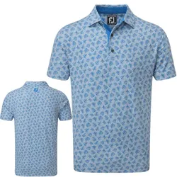 Footjoy Golf Pique Herren Polo Palmen grau/blau (88376)