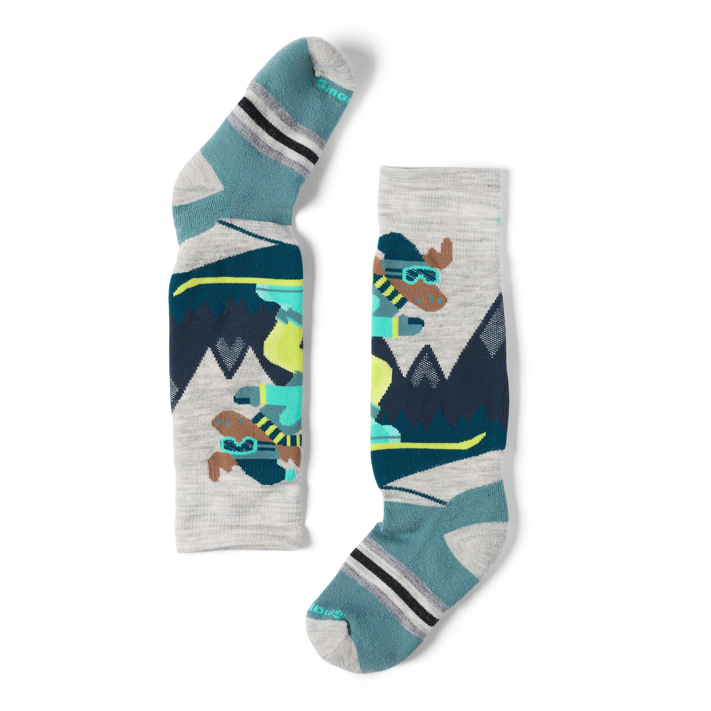 Smartwool Mountain Moose Pattern OTC Kinder Skisocken weiss Größe 33 Skifahren | Freeride Hautfreundlich Merinowolle