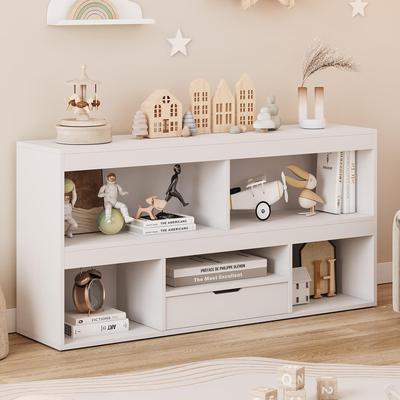 Garvee Kids Toy Storage Cabinet with 5 Cubes and Drawer, Wooden Bookshelf Organizer for Playroom