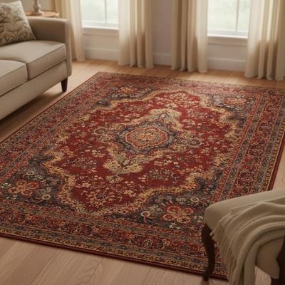 Dream Decor Rugs Parish Bardseer Medallion Burgundy Wool Area Rug