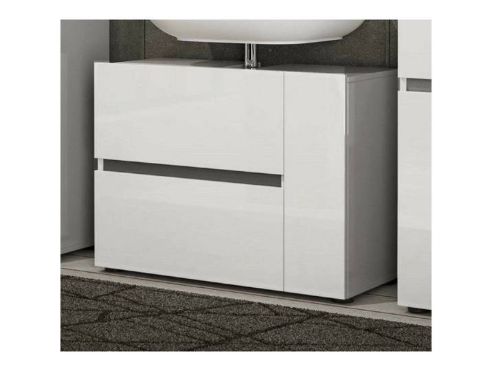 Meuble sous lavabo Dellertsso - Dmora - Melaminè - Blanc brillant 83x34h62 cm
