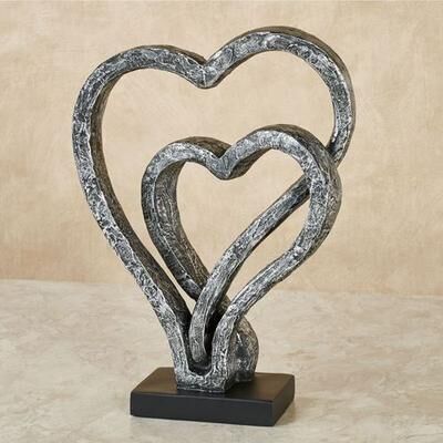 Touch of Class Our Hearts As One Sculpture Antique Silver , Antique Silver