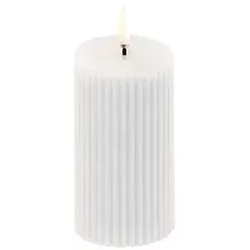 Uyuni LED Stumpenkerze 5,8x10cm Nordic White geriffelt