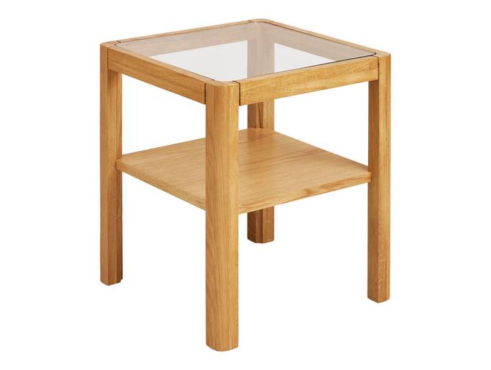 Mid.you Beistelltisch Lourmarin, Eiche, Holz, Eiche, furniert,massiv, Holz, quadratisch, zylindrisch, 40x45x40 cm, offenes Fach, Holzmöbel, Holztische, Beistelltische Holz