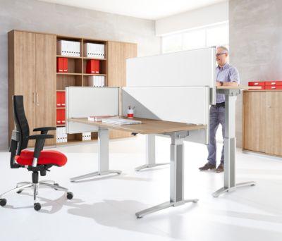 Hinter-Tischtrennwand Schallschutz System 40, höhenverstellbar, B 800-1800 x H 600 mm, weiß