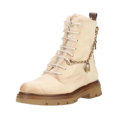 Schnürstiefelette HISPANITAS "Hispanitas Stiefelette Leder", Damen, Gr. 39, beige, Leder, Schuhe Schnürstiefelette