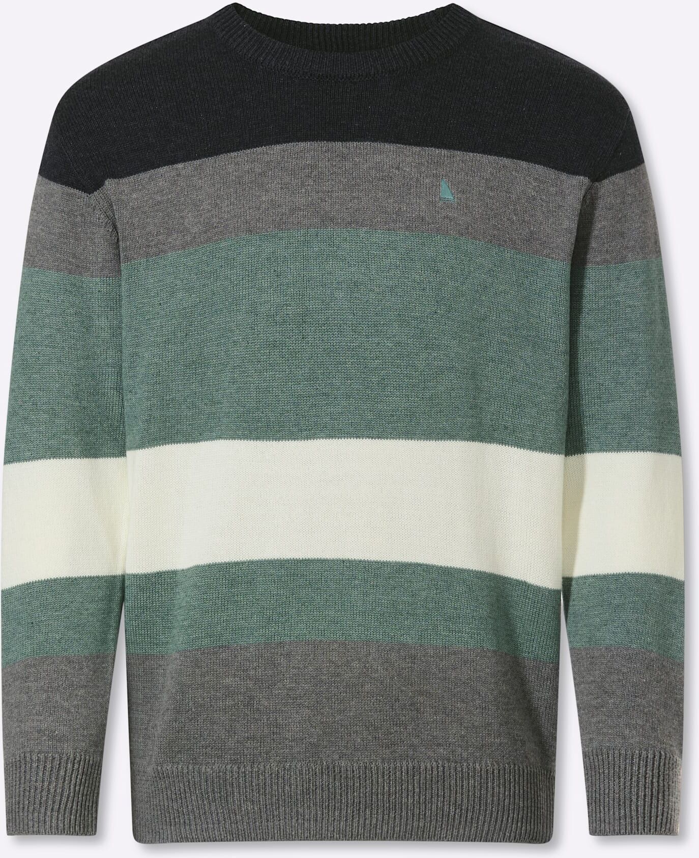 Strickpullover CATAMARAN "Pullover", Herren, Gr. 52, grün (jade, steingrau, meliert), 50% Baumwolle, 50% Polyacryl, gemustert, gestreift, Pullover Strickpullover jade, steingrau, meliert 52
