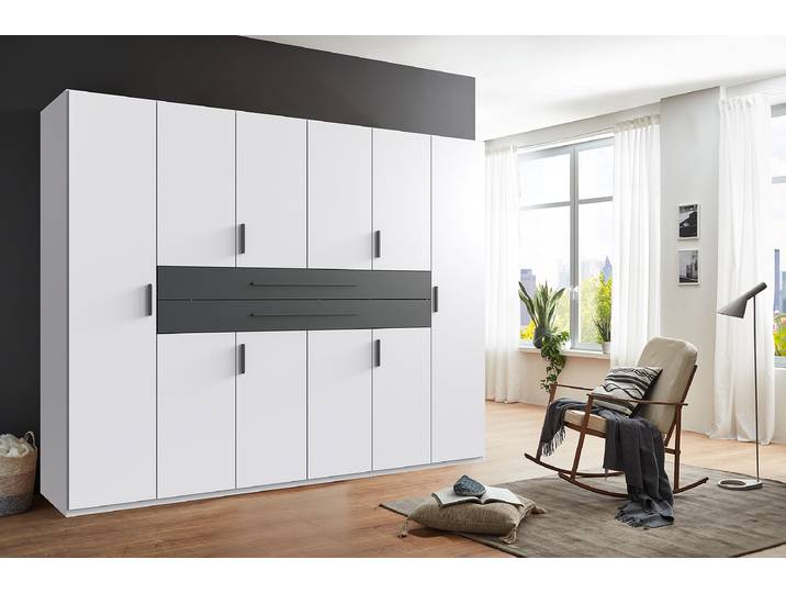 Drehtürenschrank Digit Typ A 270cm Schwarz/Weiß/Weiß/Graphit
